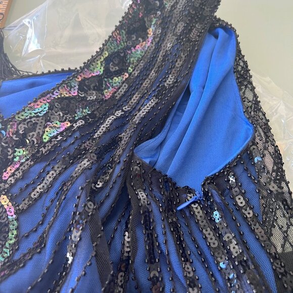 Flapper Blue Dress Party Fringe Halloween Costume Size Adult Medium - Picture 7 of 8